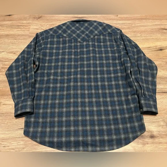 Pendleton Men’s Canyon Shirt 100% Virgin Wool Blue Grey Plaid Western Size XL - Picture 6 of 8